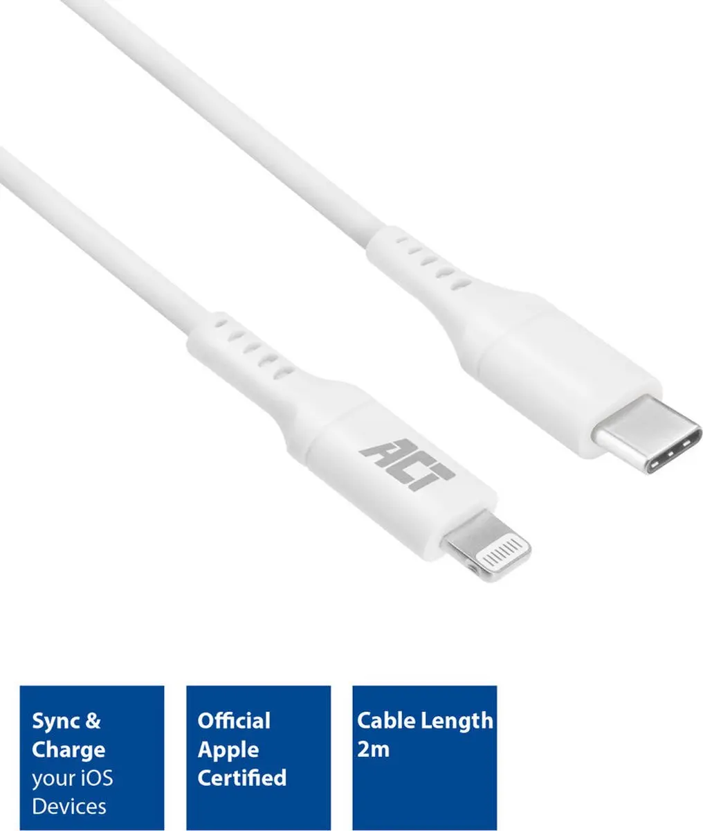 ACT AC3015 USB 2.0 Kabel - 2m - Wit