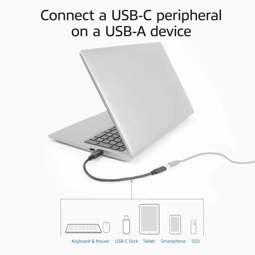 ACT AC7460 USB Type-A naar USB-C Adapterkabel 0,2m - Zwart