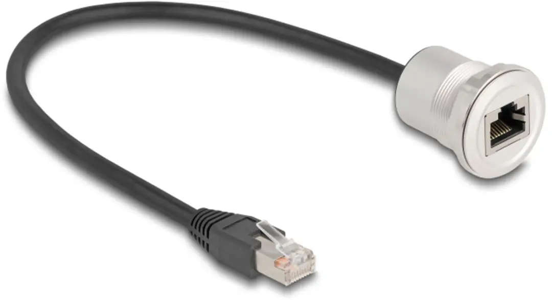 Delock RJ45 Inbouw Jack Cat.5e STP 30cm - Aluminium - Zwart/Zilver