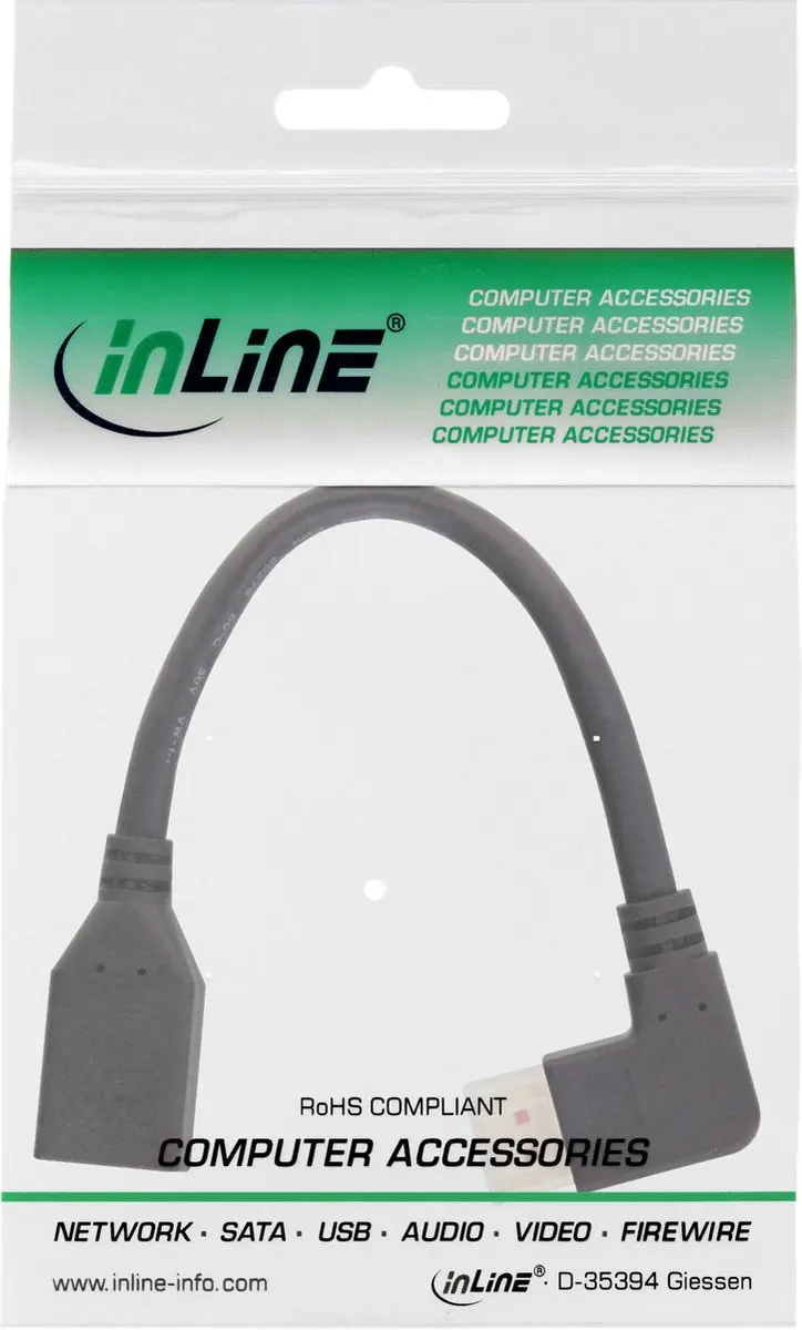 InLine DisplayPort Adapter 1.4 90° Rechts - 0,15m - Zwart