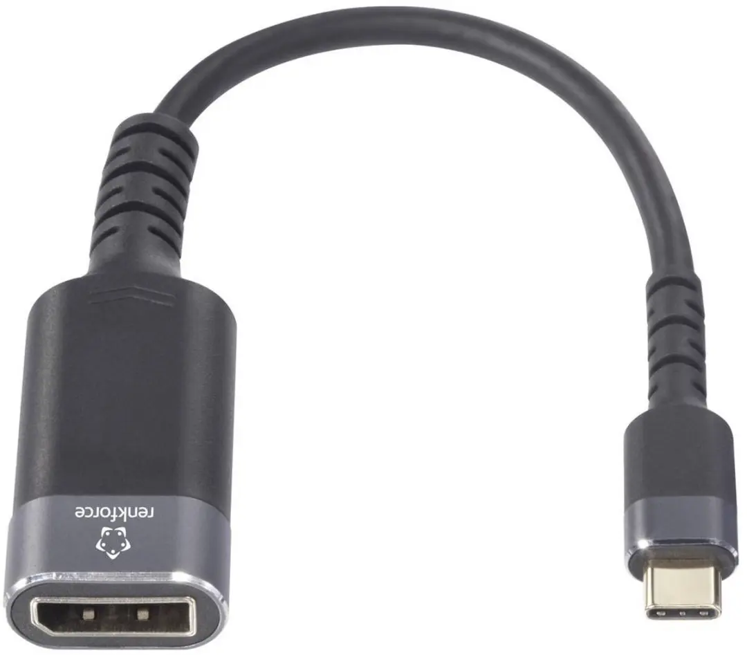 Renkforce RF-6798310 USB-C naar DisplayPort Adapterkabel 4K - 0,20m - Zwart-grijs