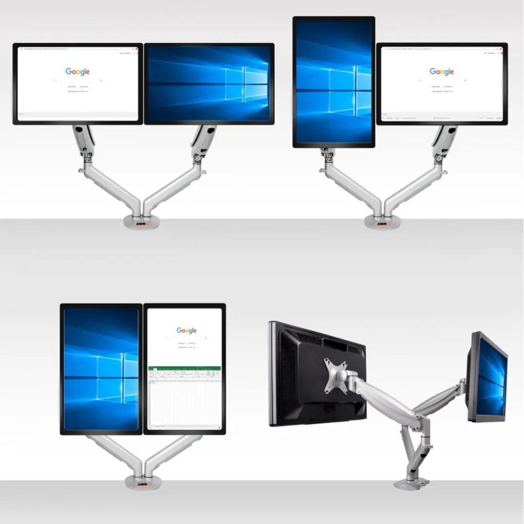 Desq Dubbele Monitorarm 1557 - 10-24" - Zilver