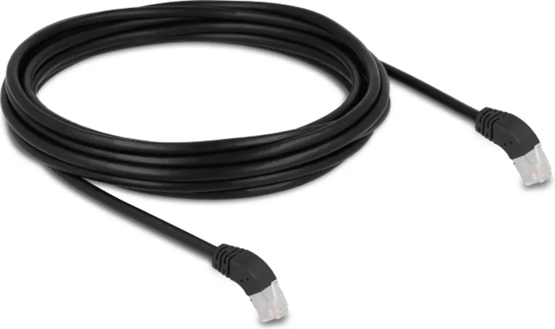 Delock RJ45 Cat.6A S/FTP Kabel 45° - 5m - Zwart
