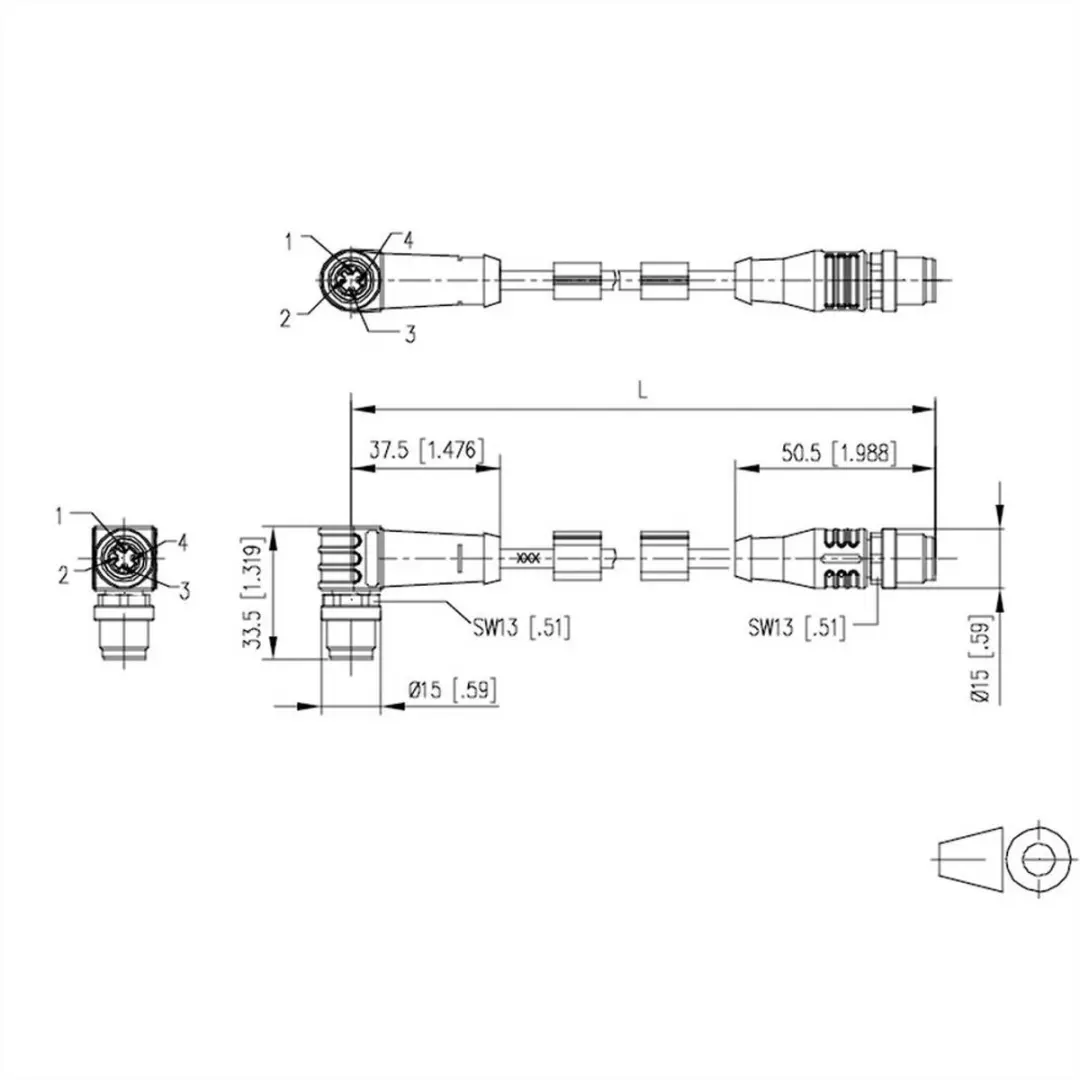 Metz Connect 142M1D19010 M12 Netwerkkabel CAT 5e SF/FTP 1m - Groen