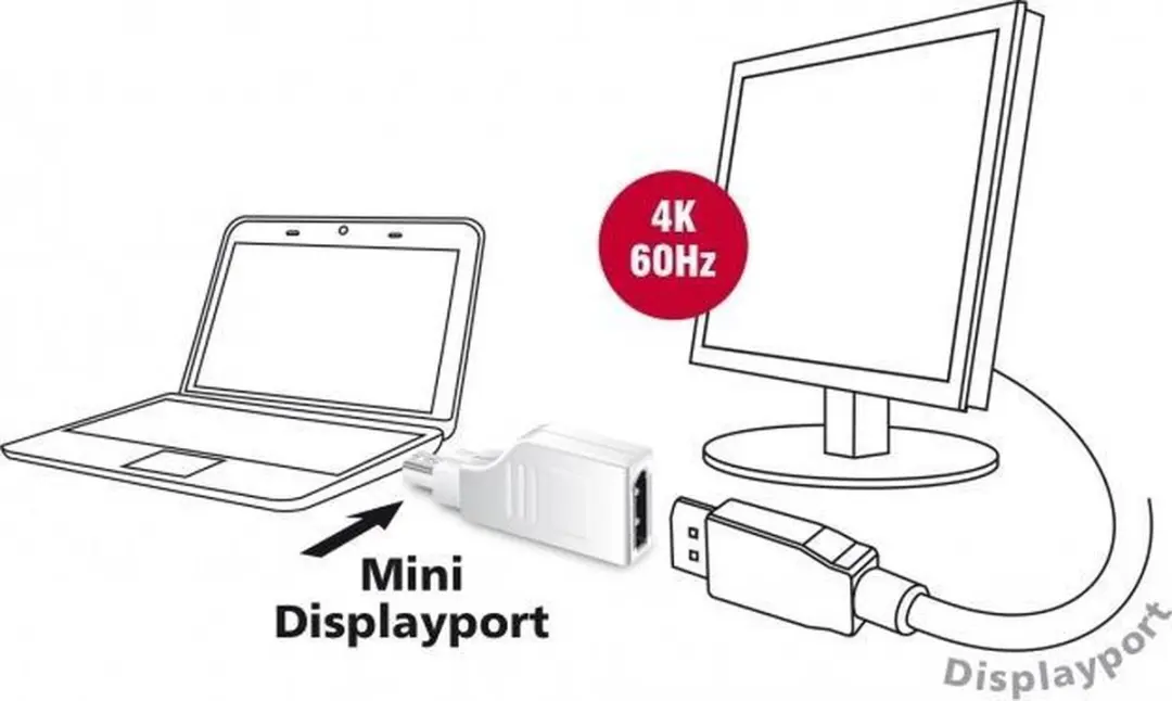 Delock Mini DisplayPort naar DisplayPort 90° Adapter 1.2 - 4K 60Hz - Wit