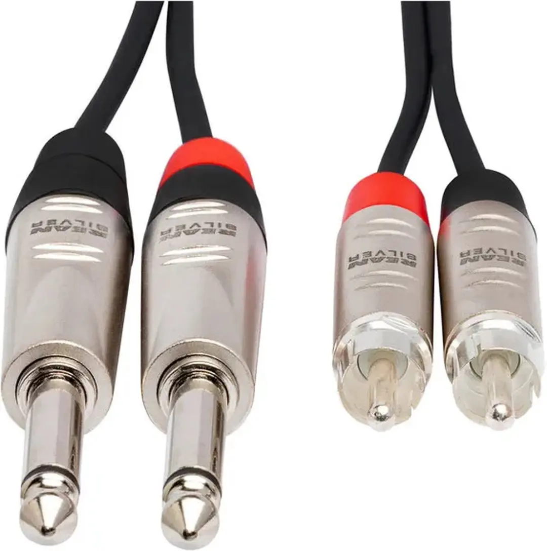 Hosa HPR-005X2 Jack Mono naar Cinch Kabel - 2x 1,5m - Zwart