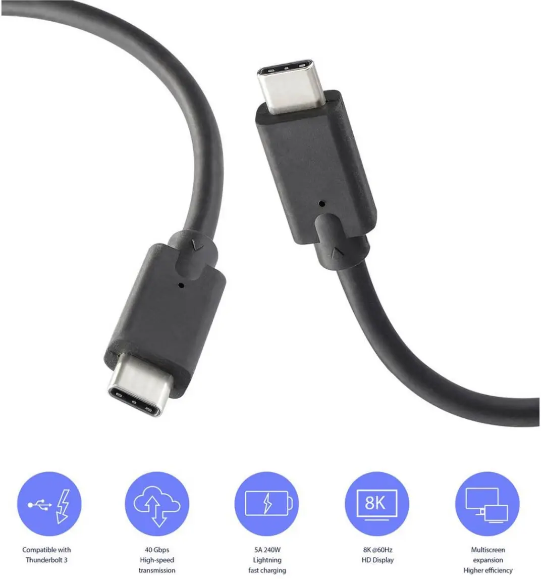 Renkforce RF-5501100 USB-C-kabel 3.2 Gen2x2 - 0,5m - Zwart