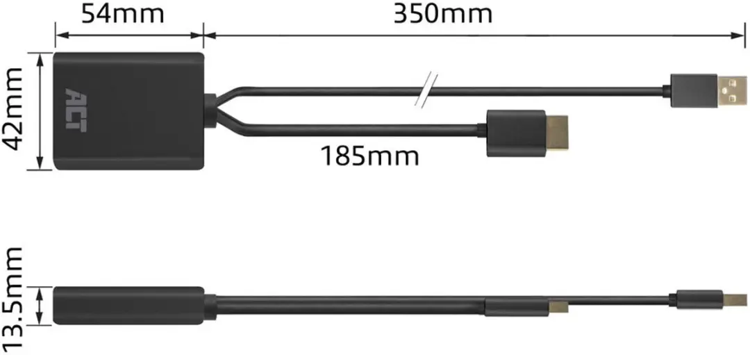 ACT HDMI naar DisplayPort Adapter AC7536 - 4K@60Hz - Zwart
