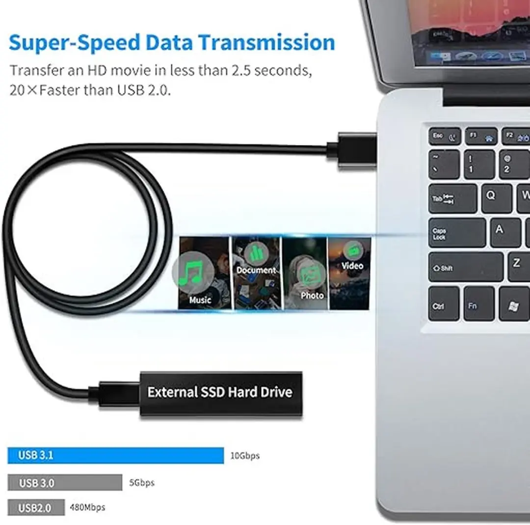 NÖRDIC USBC-N1032 USB-C naar USB-A Kabel 5Gbps PD 60W 50cm - Zwart - afbeelding 6 van 6