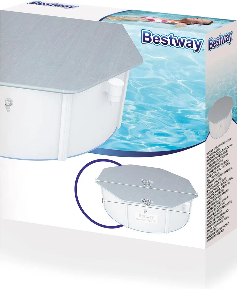 Bestway Flowclear Hydrium Dekzeil Rond 401cm - Grijs