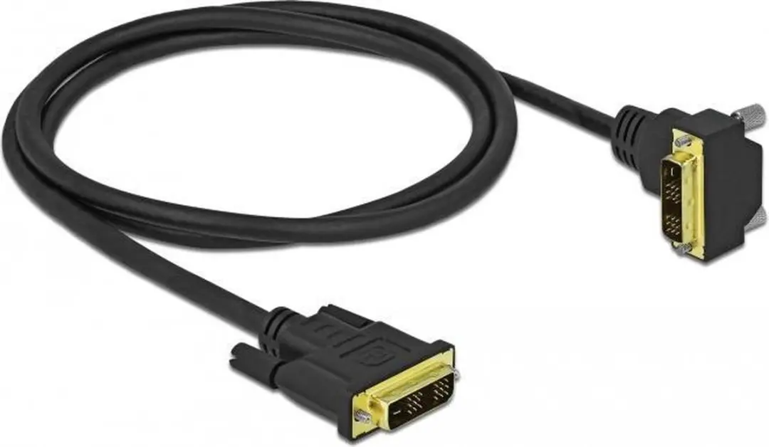 Delock DVI Kabel 18+1 M/M Hoek 2m - Zwart