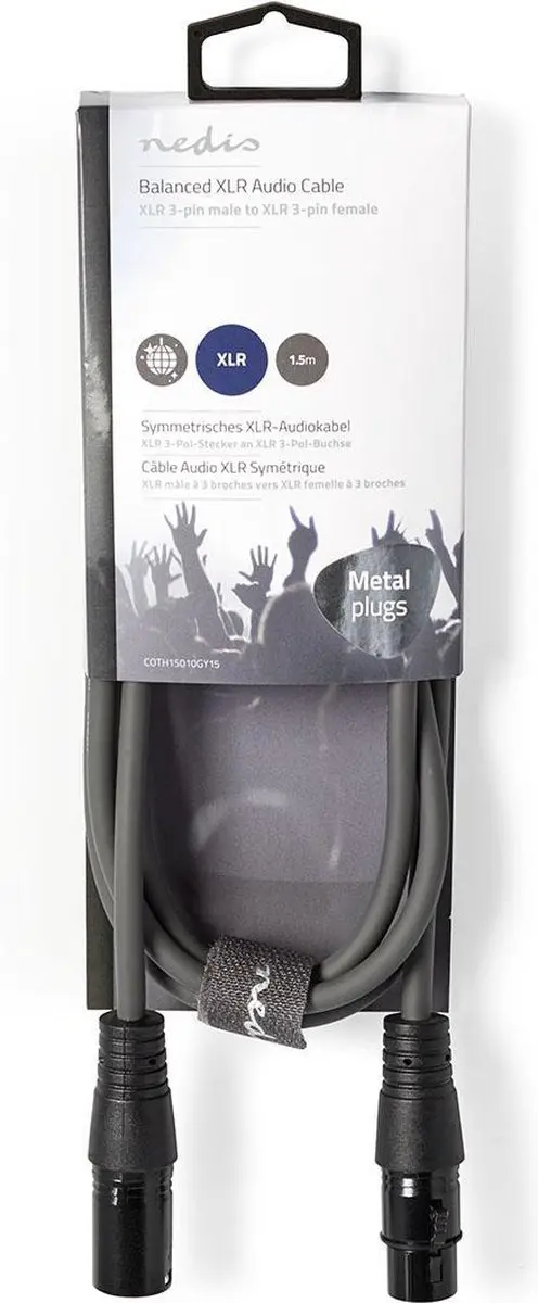 Nedis Gebalanceerde Audiokabel XLR 3-Pins 1.5m - Donkergrijs