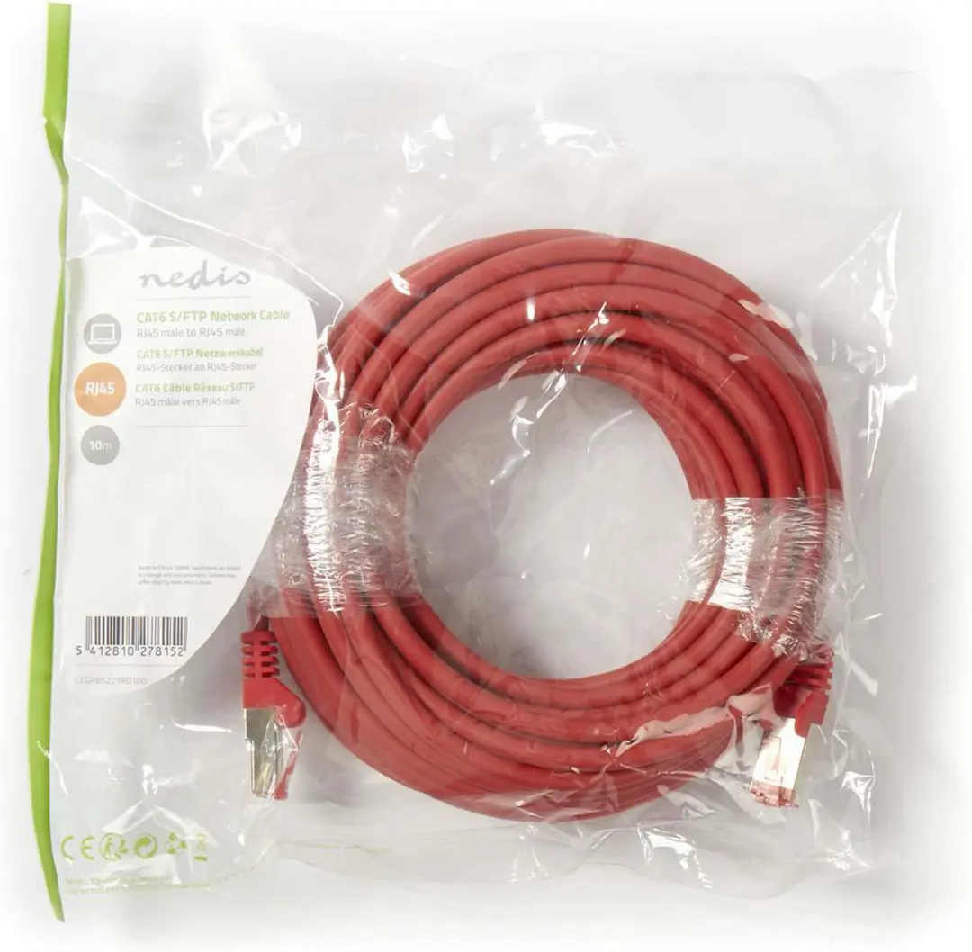 Nedis CAT6 Netwerkkabel CCGP85221RD100 - 10m - Rood