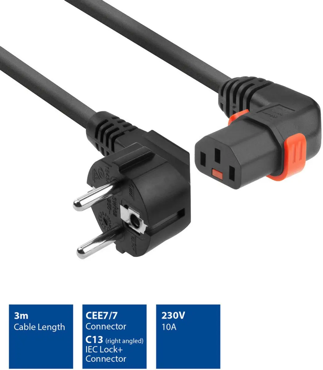 ACT AK5263 Netsnoer Schuko - 3m - Zwart