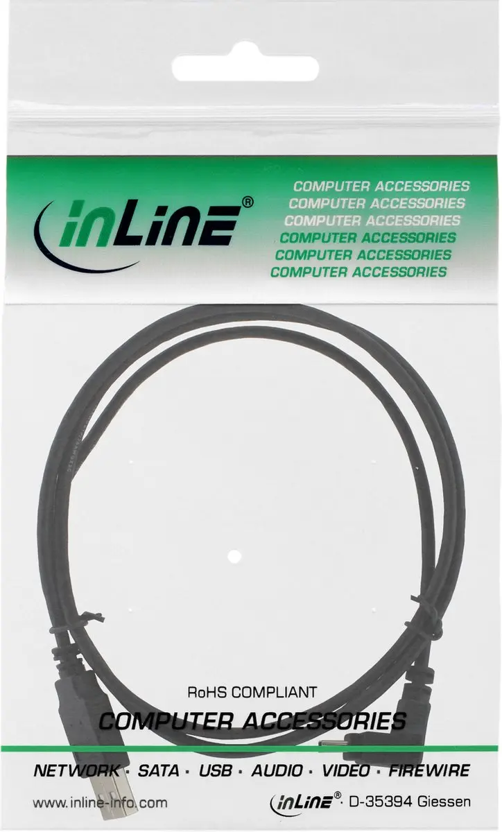 InLine USB Mini B naar USB-A Kabel 2.0 - 0,3m - Zwart