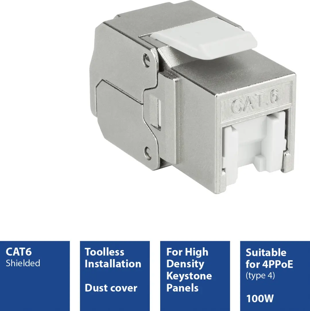ACT Keystone Jack RJ45 CAT6 Shielded TD6025 - Zilver/Wit - afbeelding 6 van 6