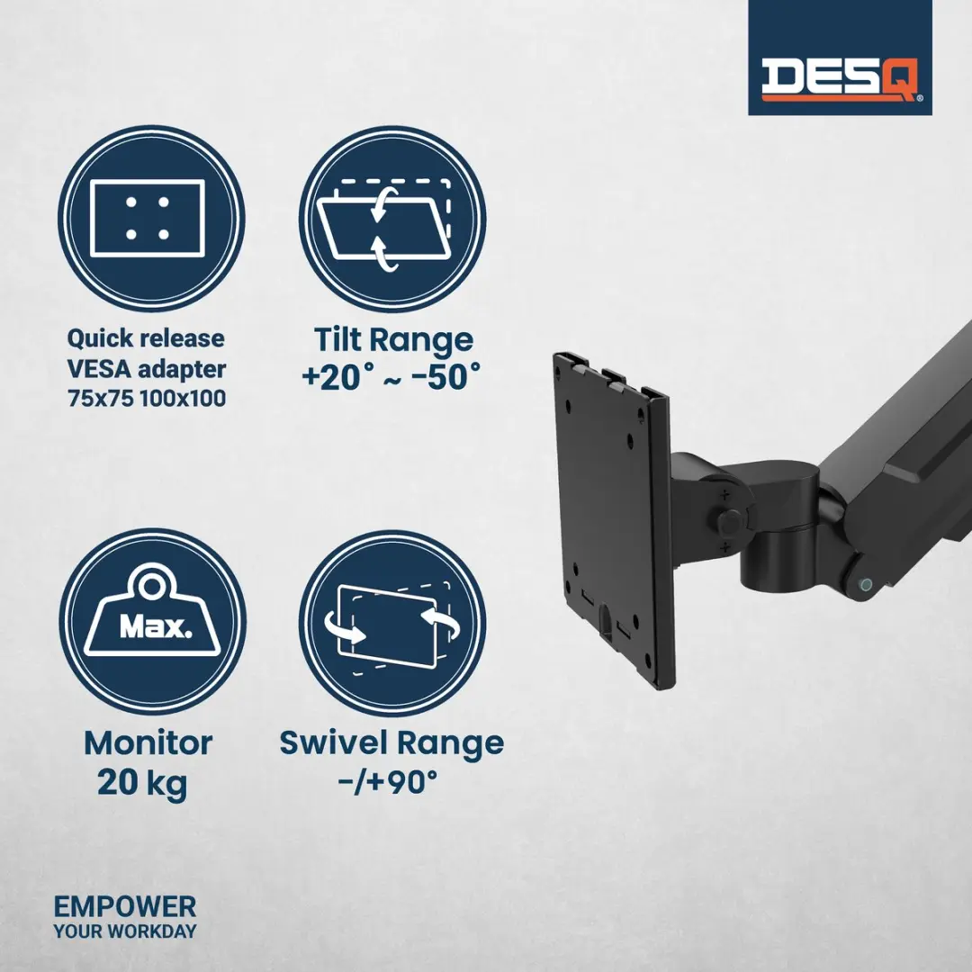 Desq Monitor Arm Gasveer 1764.09 - 17-49" - Zwart