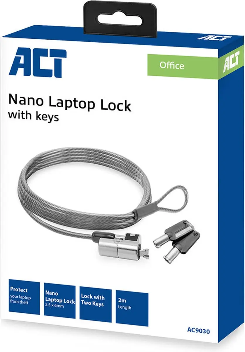ACT AC9030 Nano Laptopslot - Zilver - 2m