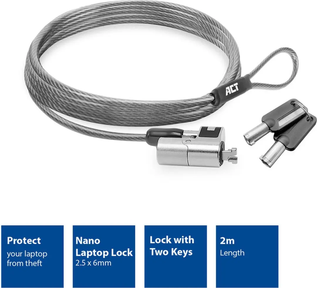 ACT AC9030 Nano Laptopslot - Zilver - 2m
