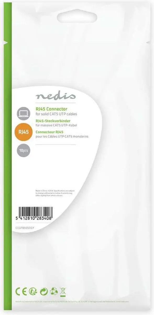 Nedis RJ45 Male FTP CAT5e Connector - 10 Stuks - Verguld
