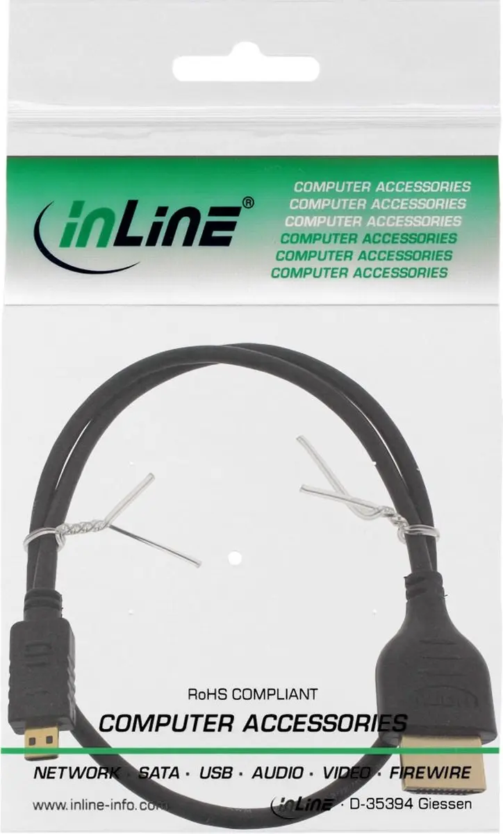 InLine Micro HDMI Kabel 2.0 0,30m - Zwart