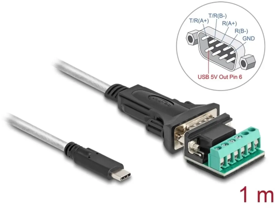 Delock USB-C naar RS-422/485 Adapter 6-pins