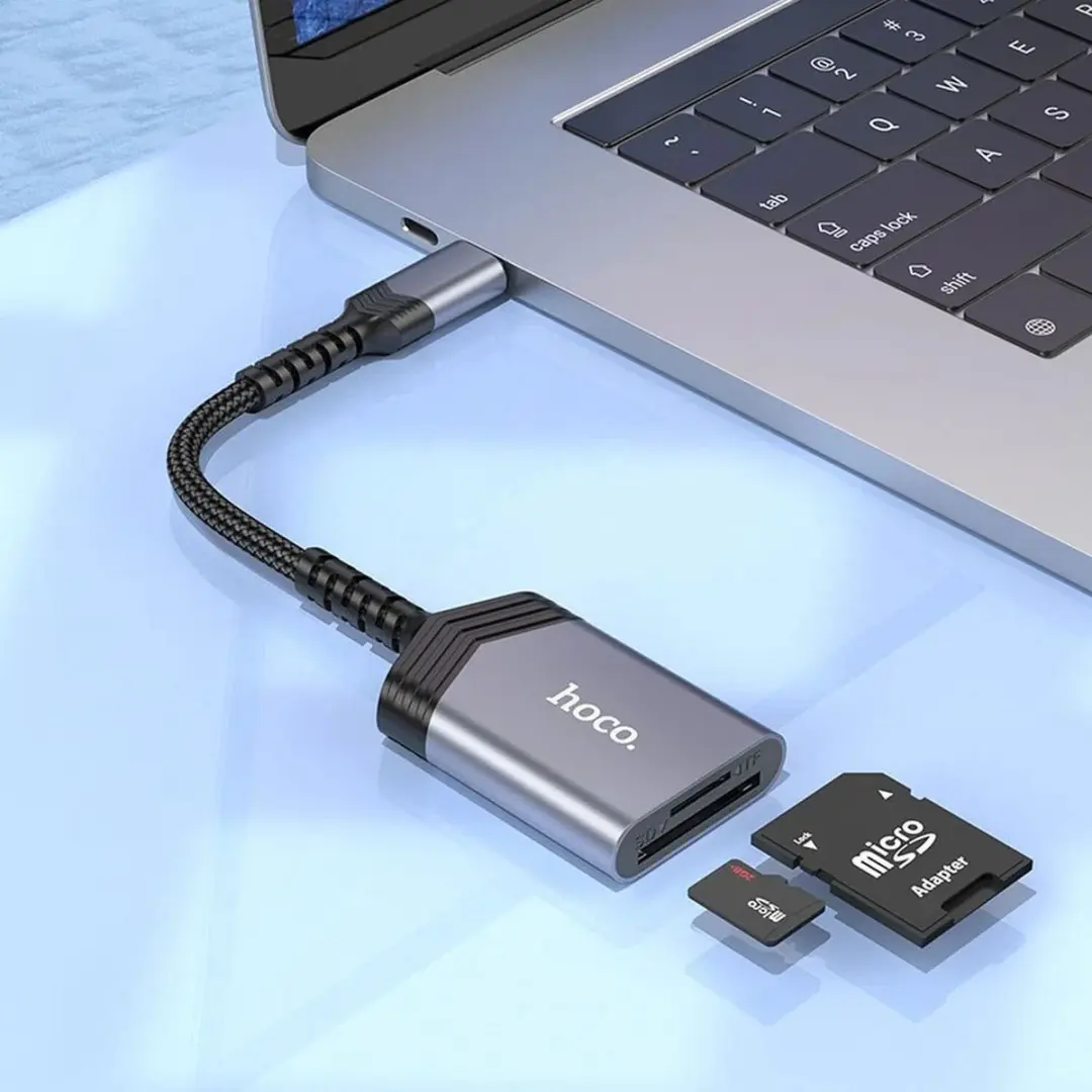 Hoco UA25 USB-C Card Reader - Grijs