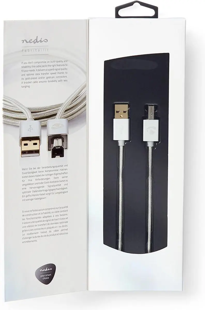 Nedis USB 2.0 A-B Kabel 2m - Verguld - 10W/480Mbps - afbeelding 6 van 6