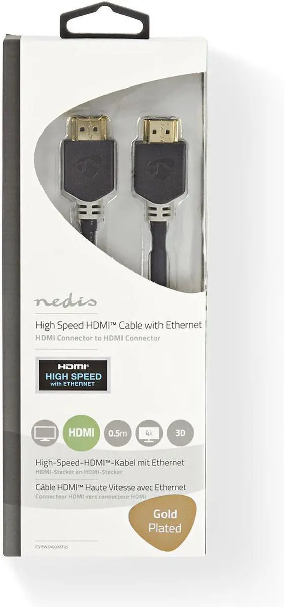 Nedis HDMI-Kabel CVBW34000AT05 4K@60Hz - 0,5m - Antraciet