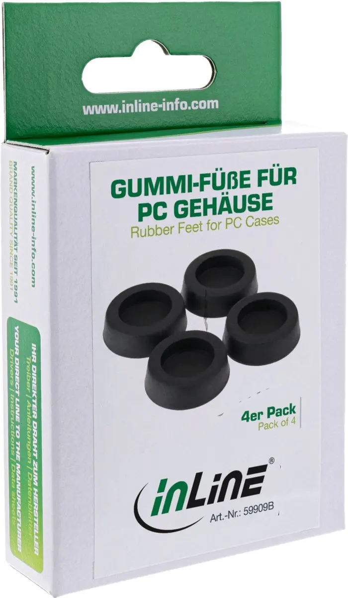 InLine Rubberen Voetjes 32mm - 4 Stuks