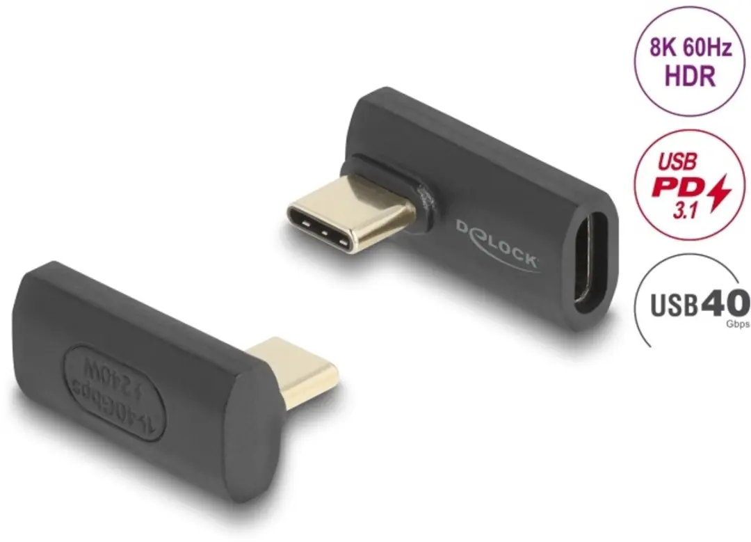 Delock USB-C Adapter 40Gbps 240W 8K60Hz - Antraciet