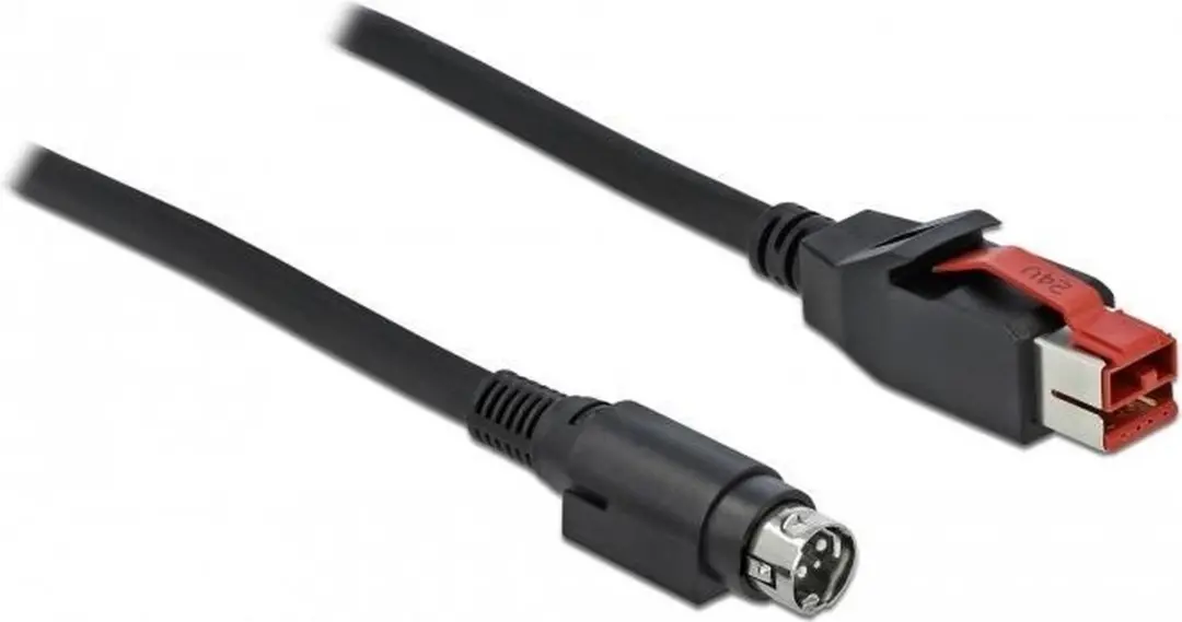 Delock PoweredUSB Kabel 24V Mini-DIN 3-pin M - 2m - Zwart