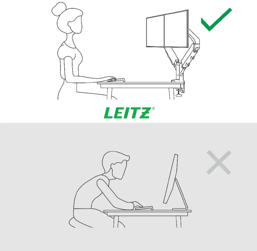 Leitz Ergo Dubbele Monitorarm 65370085 - 2x 17-32" - Grijs