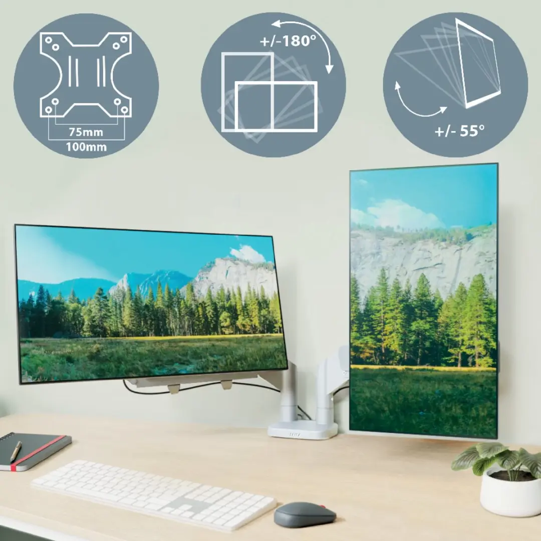 Leitz Ergo Dubbele Monitorarm 65370085 - 2x 17-32" - Grijs - afbeelding 6 van 6