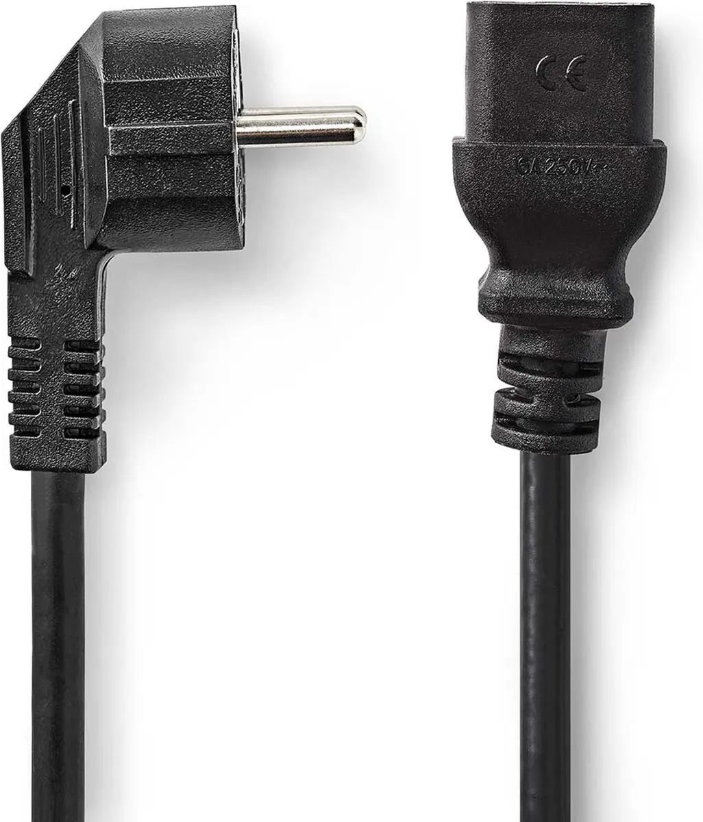 Nedis Stroomkabel CEGB10300BK20 Type F - Gehoekt - 2m - Zwart