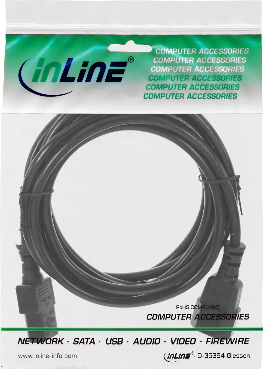 InLine C13-C14 Stroomkabel 3x1,5mm² - 10m