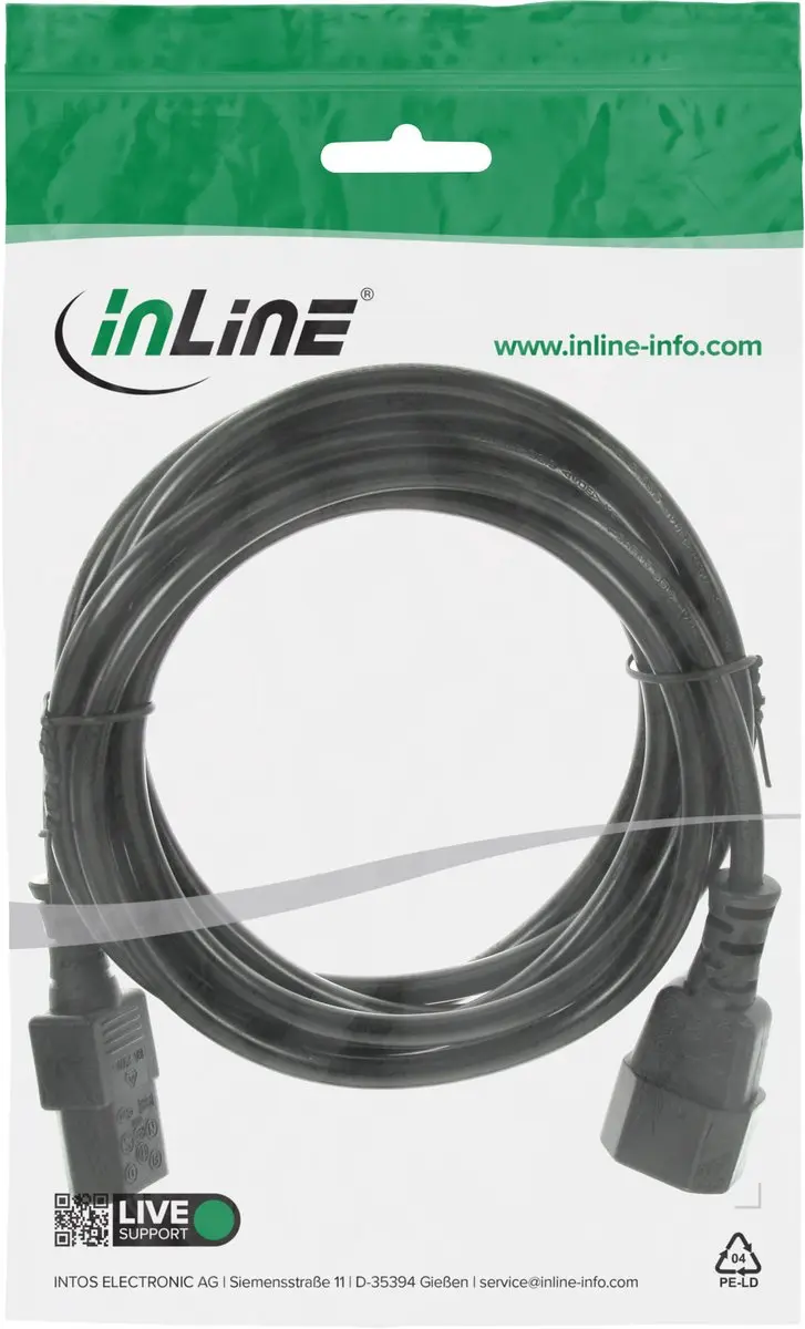 InLine C13-C14 Stroomkabel 3x1,5mm² - 10m