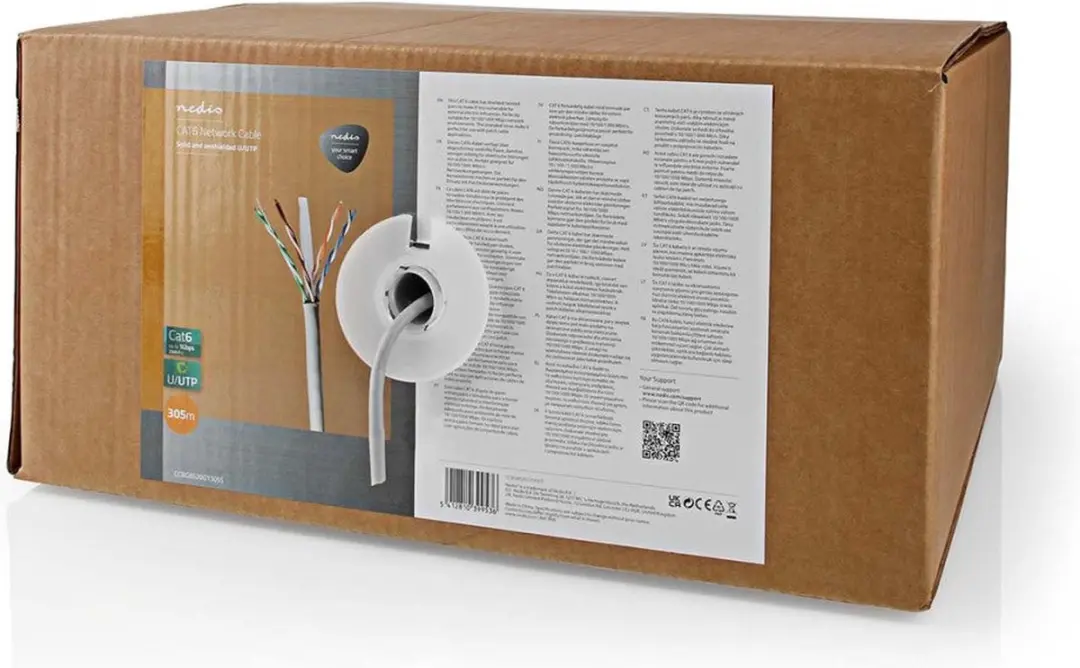 Nedis CAT6 Netwerk Kabel Rol 305m - Grijs