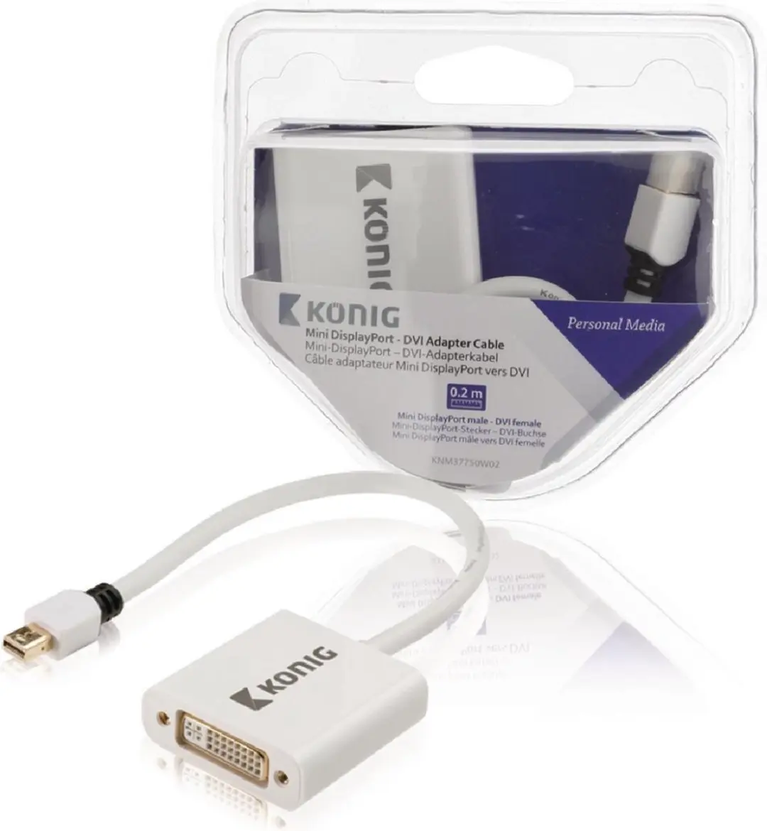 Konig Mini DisplayPort naar DVI Adapter 0,20m - afbeelding 6 van 6