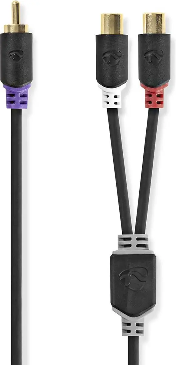 Nedis Subwooferkabel RCA 0,2m - Verguld - Antraciet