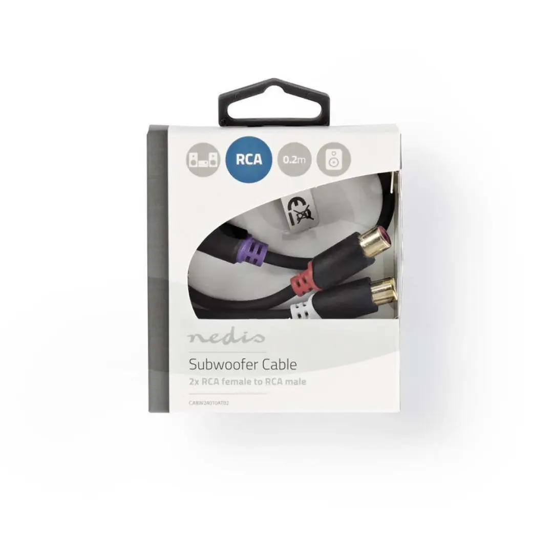 Nedis Subwooferkabel RCA 0,2m - Verguld - Antraciet - afbeelding 6 van 6