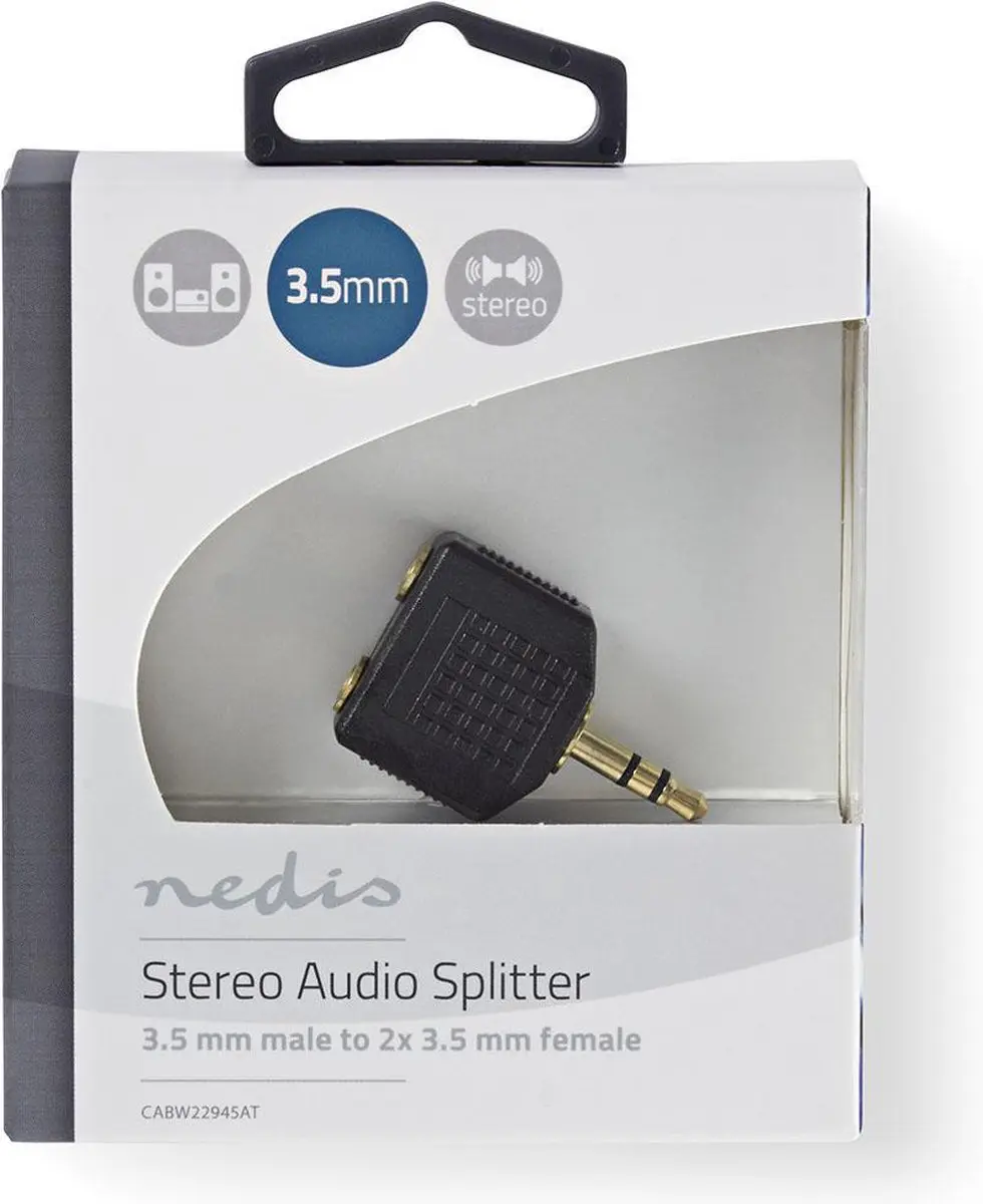 Nedis CABW22945AT Stereo-Audioadapter 3,5mm - 2x Vrouwelijk Verguld - Antraciet