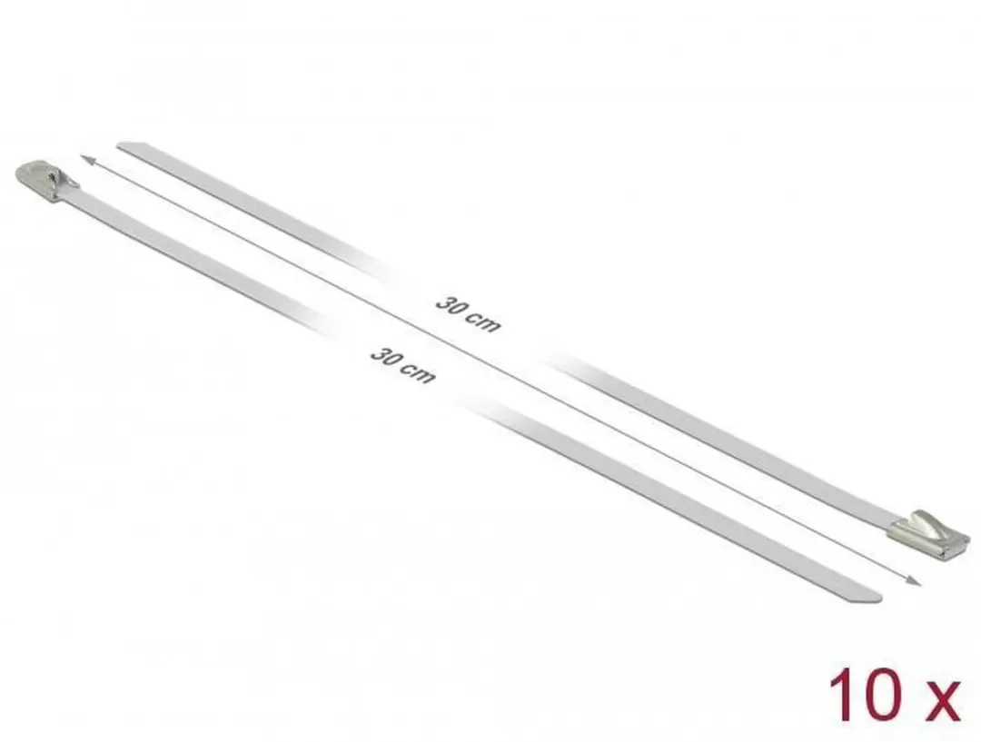 Delock Roestvrijstalen Kabelbinders 300x4.6mm - Wit - 10 Stuks