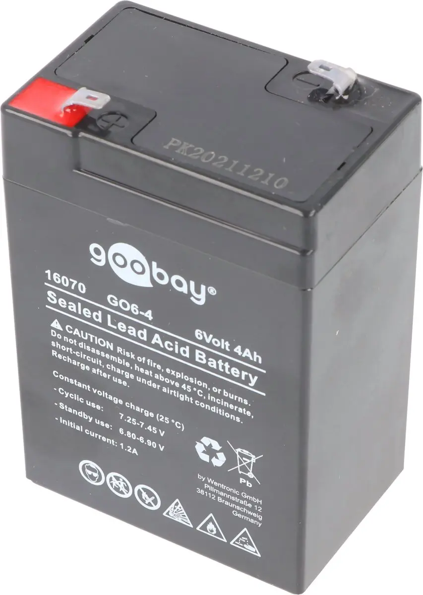 Goobay 6V 4000mAh Oplaadbare Loodaccu - Zwart
