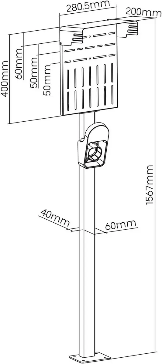 InLine Universele Wallbox Montagepaal Type 2 - Zwart