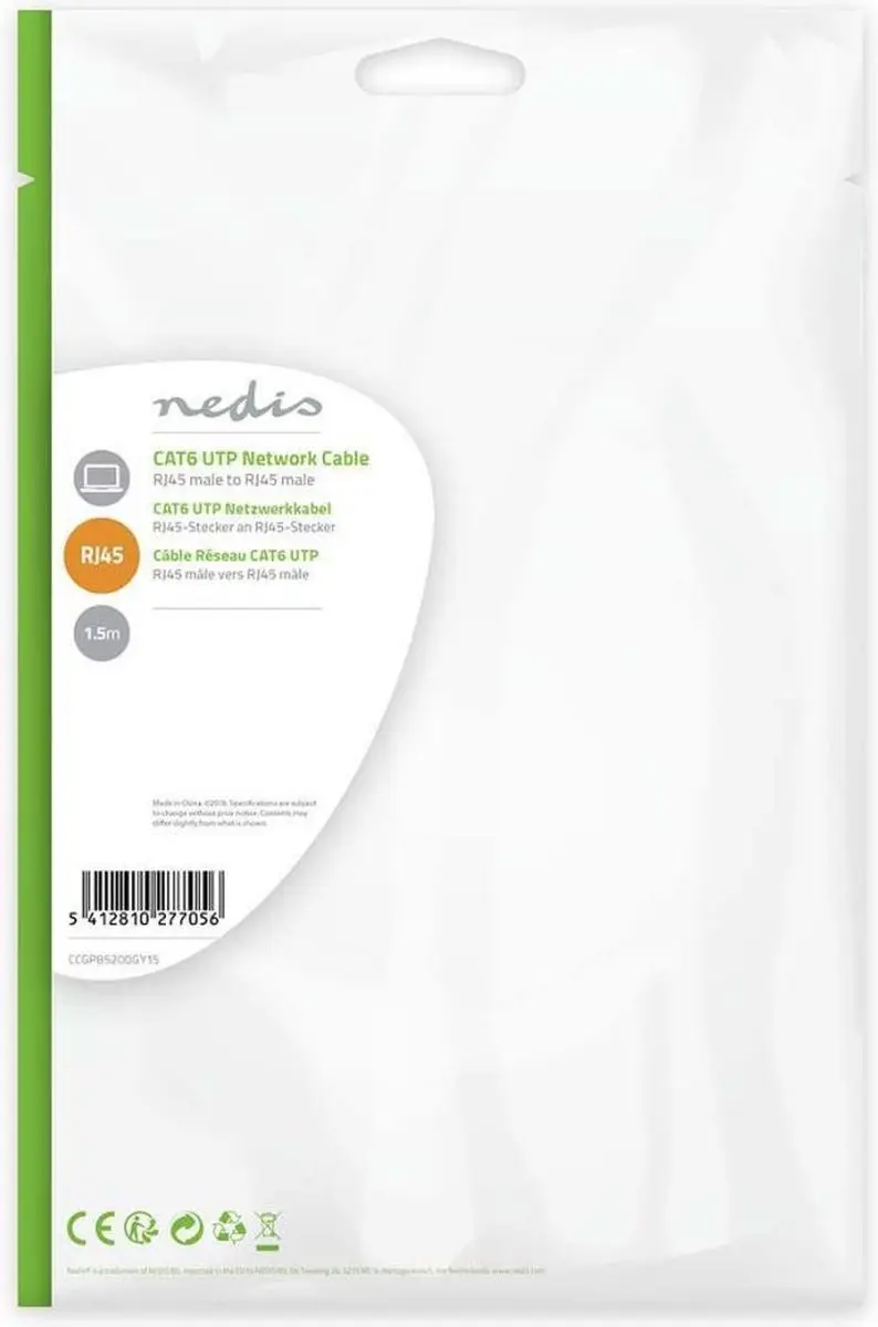 Nedis CAT6 Netwerkkabel 1.5m - Grijs