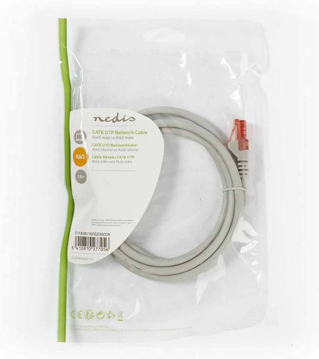 Nedis CAT6 Netwerkkabel 1.5m - Grijs