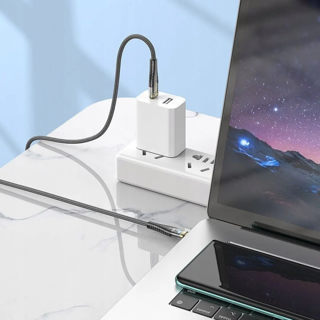 Hoco U121 USB-C Kabel 60W 1.2m - Zwart