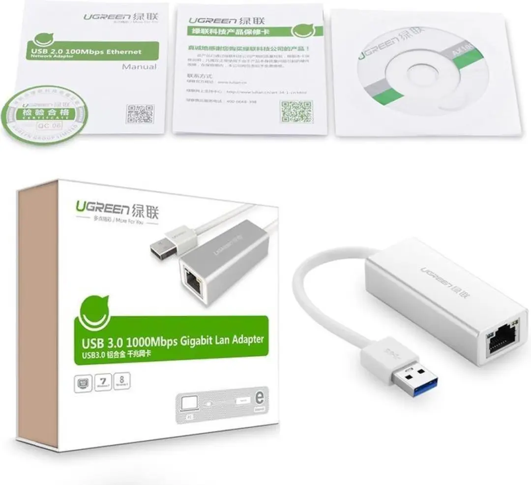 Ugreen USB3.0 Ethernet Adapter 10/100/1000Mbps - Wit
