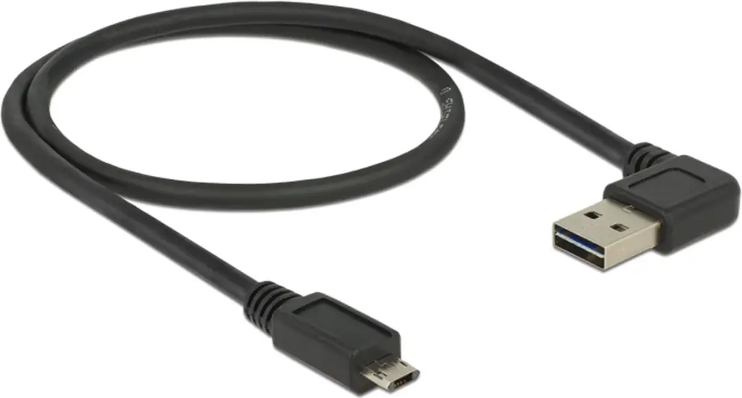 Delock USB2.0 Easy-Micro naar Easy-USB-A Haaks Kabel 0,5m - Zwart